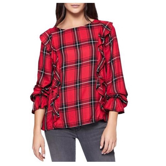 plaid ruffle top
